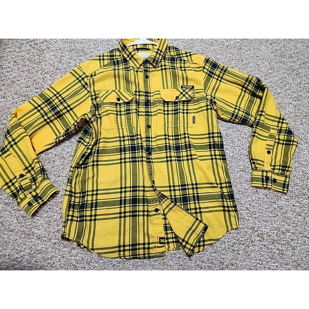 Columbia Michigan‎ Wolverines Flare Gun Cotton Flannel Shirt size Men's Medium